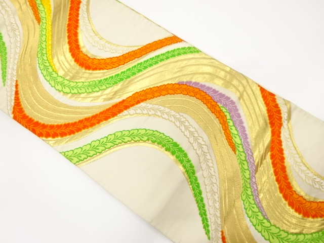 JAPANESE KIMONO / ANTIQUE FUKURO OBI / SILK / WOVEN STREAM